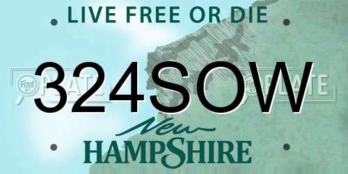 324SOW New Hampshire License Plate