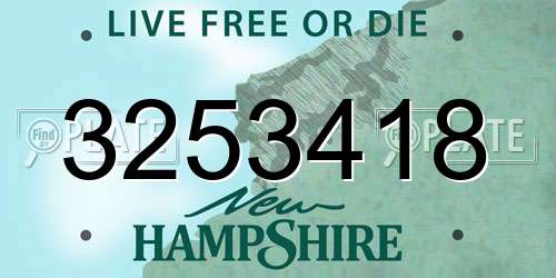 3253418 New Hampshire License Plate