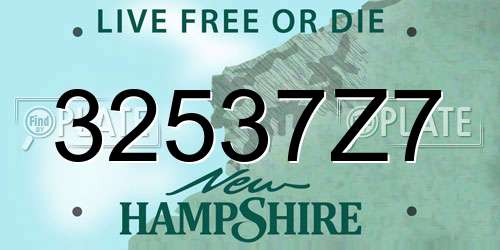 32537Z7 New Hampshire License Plate