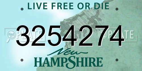 3254274 New Hampshire License Plate