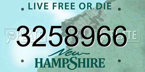 3258966 New Hampshire License Plate