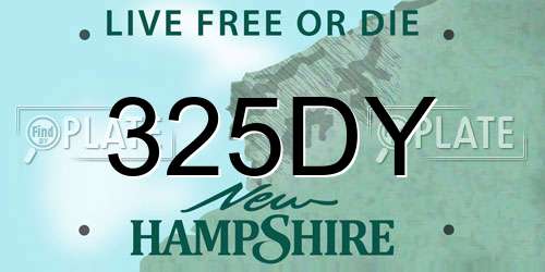 325DY New Hampshire License Plate