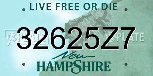 32625Z7 New Hampshire License Plate