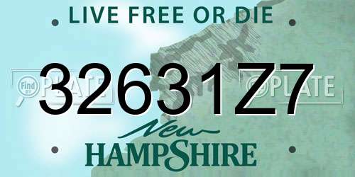 32631Z7 New Hampshire License Plate