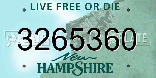 3265360 New Hampshire License Plate