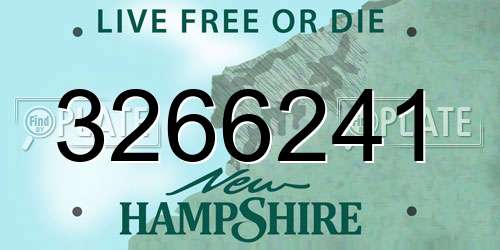 3266241 New Hampshire License Plate