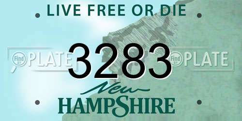 3283 New Hampshire License Plate