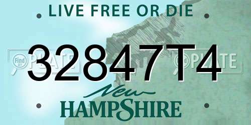32847T4 New Hampshire License Plate