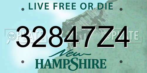 32847Z4 New Hampshire License Plate