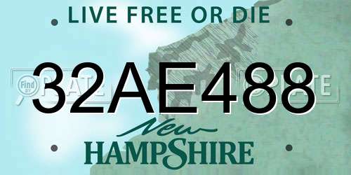 32AE488 New Hampshire License Plate