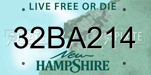 32BA214 New Hampshire License Plate