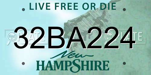 32BA224 New Hampshire License Plate