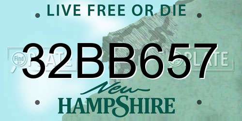 32BB657 New Hampshire License Plate