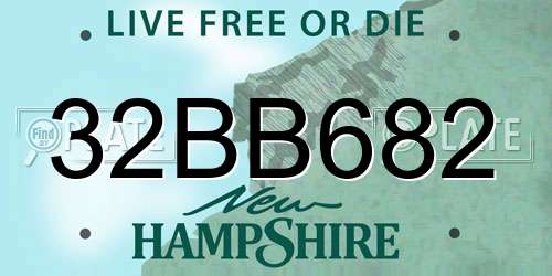 32BB682 New Hampshire License Plate
