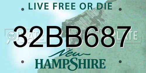 32BB687 New Hampshire License Plate