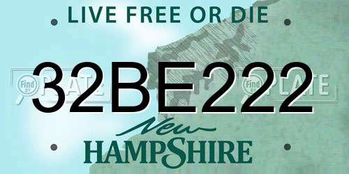 32BE222 New Hampshire License Plate