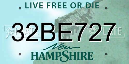 32BE727 New Hampshire License Plate