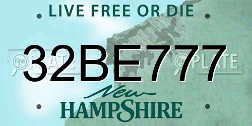 32BE777 New Hampshire License Plate