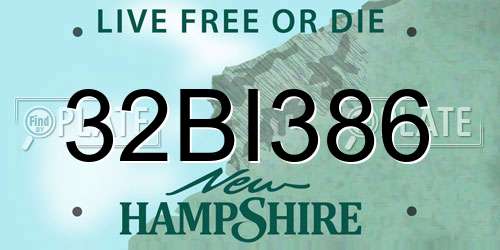 32BI386 New Hampshire License Plate