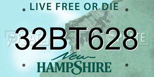 32BT628 New Hampshire License Plate