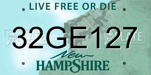 32GE127 New Hampshire License Plate
