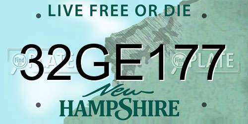 32GE177 New Hampshire License Plate