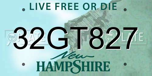 32GT827 New Hampshire License Plate