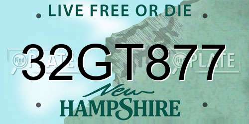 32GT877 New Hampshire License Plate