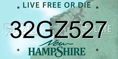 32GZ527 New Hampshire License Plate