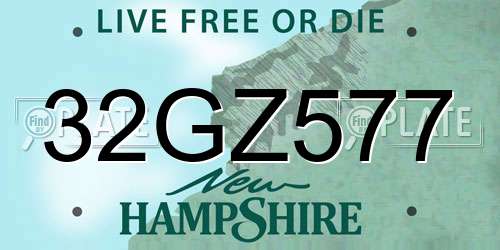 32GZ577 New Hampshire License Plate