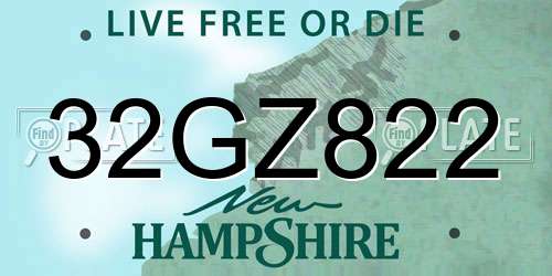 32GZ822 New Hampshire License Plate
