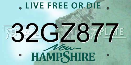 32GZ877 New Hampshire License Plate