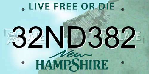 32ND382 New Hampshire License Plate