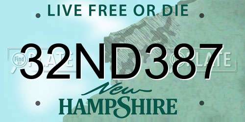 32ND387 New Hampshire License Plate