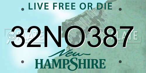 32NO387 New Hampshire License Plate