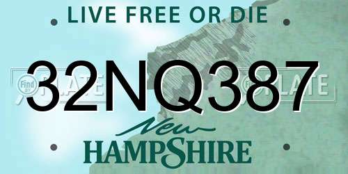 32NQ387 New Hampshire License Plate