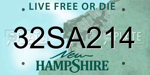 32SA214 New Hampshire License Plate
