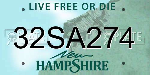 32SA274 New Hampshire License Plate