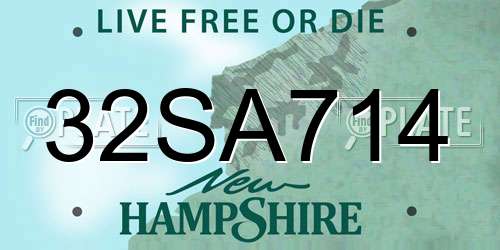 32SA714 New Hampshire License Plate