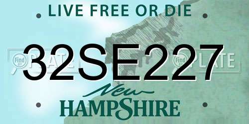 32SE227 New Hampshire License Plate