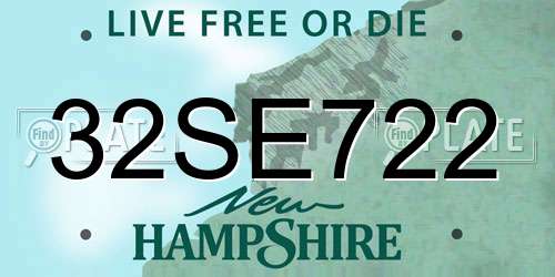 32SE722 New Hampshire License Plate
