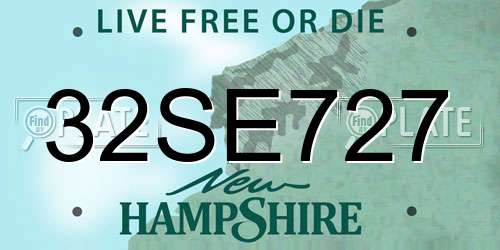 32SE727 New Hampshire License Plate