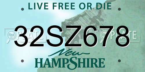 32SZ678 New Hampshire License Plate