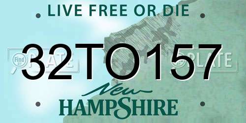 32TO157 New Hampshire License Plate