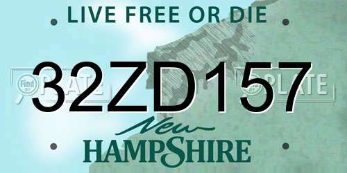 32ZD157 New Hampshire License Plate