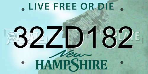 32ZD182 New Hampshire License Plate
