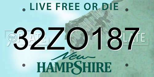 32ZO187 New Hampshire License Plate