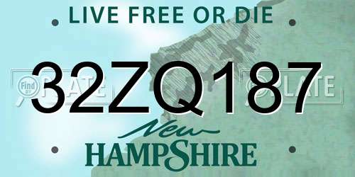 32ZQ187 New Hampshire License Plate