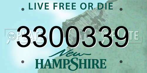 3300339 New Hampshire License Plate