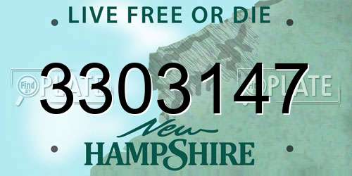 3303147 New Hampshire License Plate